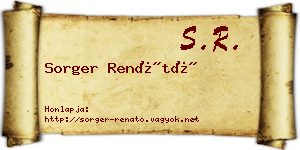 Sorger Renátó névjegykártya